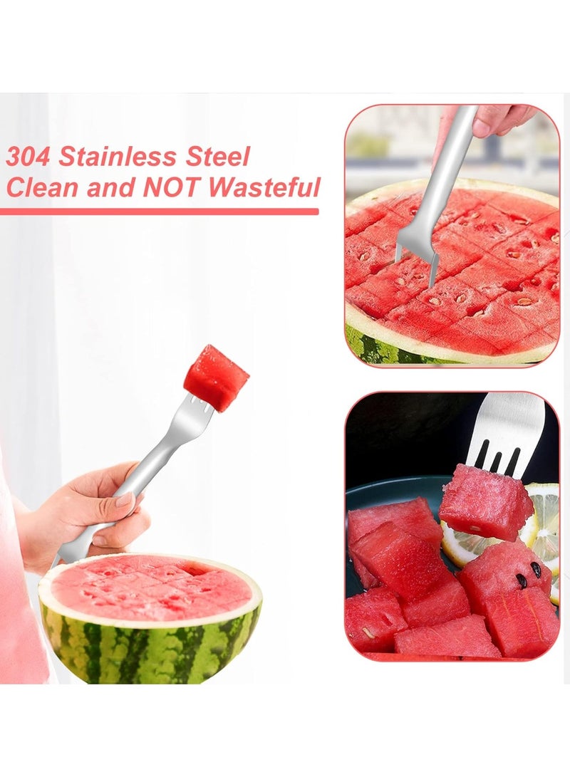 2-in-1 watermelon fork knife, double headed stainless steel fruit fork knife, suitable for family gatherings, camping, kitchen small tools - Image 3